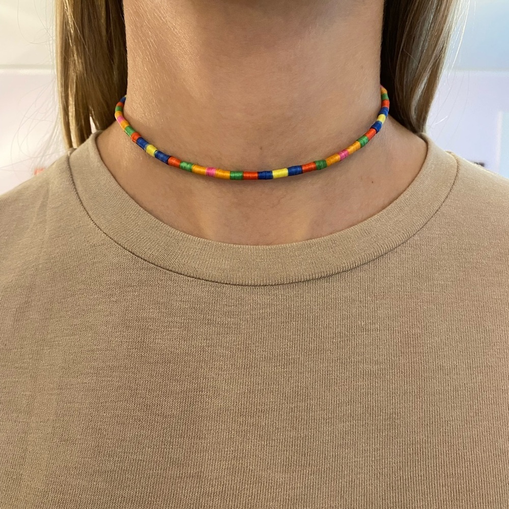 BaubleBar rainbow thread choker